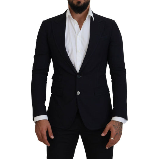 Dolce & Gabbana Blue Wool Formal Taormina Blazer 1728,23% Cotton,3% Elastane,67345645728,9% Nylon,Black,Blazers - Men - Clothing,Blazers - Suits & Blazers - Clothing,Clothing,Dolce & Gabbana,IT48 | M,Material: 65% Wool,Men,Men - Clothing,New with tags,Sui