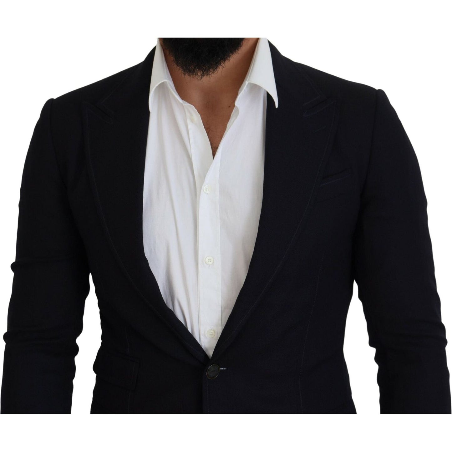 Dolce & Gabbana Blue Wool Formal Taormina Blazer 1728,23% Cotton,3% Elastane,67345645728,9% Nylon,Black,Blazers - Men - Clothing,Blazers - Suits & Blazers - Clothing,Clothing,Dolce & Gabbana,IT48 | M,Material: 65% Wool,Men,Men - Clothing,New with tags,Sui