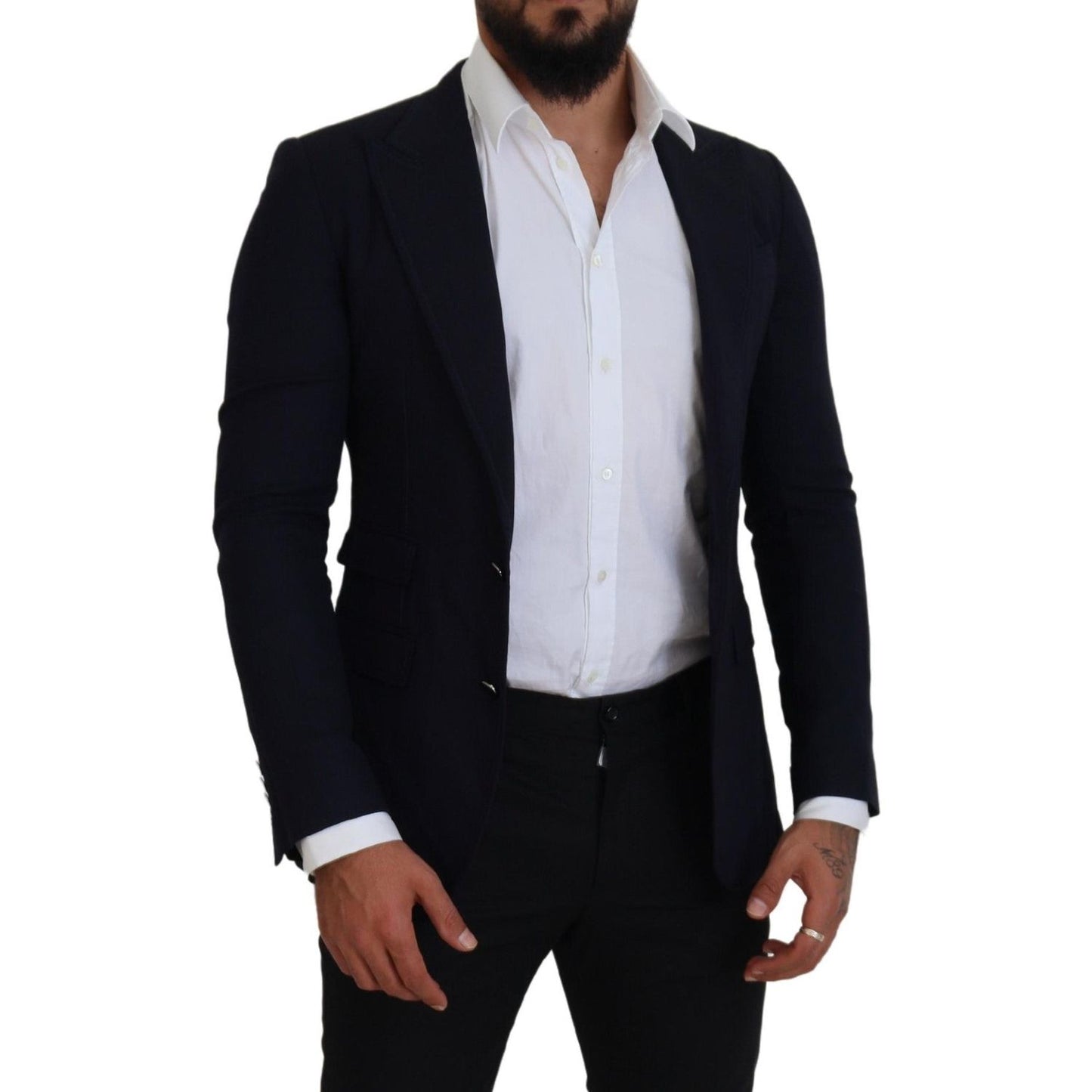 Dolce & Gabbana Blue Wool Formal Taormina Blazer 1728,23% Cotton,3% Elastane,67345645728,9% Nylon,Black,Blazers - Men - Clothing,Blazers - Suits & Blazers - Clothing,Clothing,Dolce & Gabbana,IT48 | M,Material: 65% Wool,Men,Men - Clothing,New with tags,Sui
