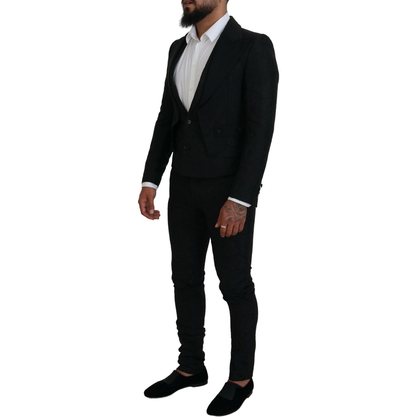 Dolce & Gabbana Black Polyester Men 2 Piece MARTINI Suit