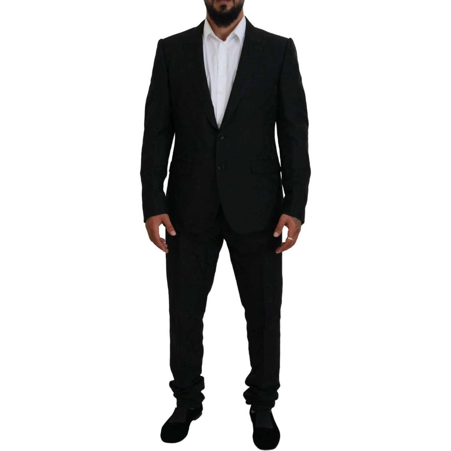 Dolce & Gabbana Black Single Breasted 2 Piece MARTINI Suit 1728,67345645728,Black,Clothing,Dolce & Gabbana,IT56 | XL,Material: 40% Polyester 38% Acetate 20% Nylon 2% Elastane,Men,Men - Clothing,New with tags,Suits & Blazers - Clothing,Suits - Men - Clothi