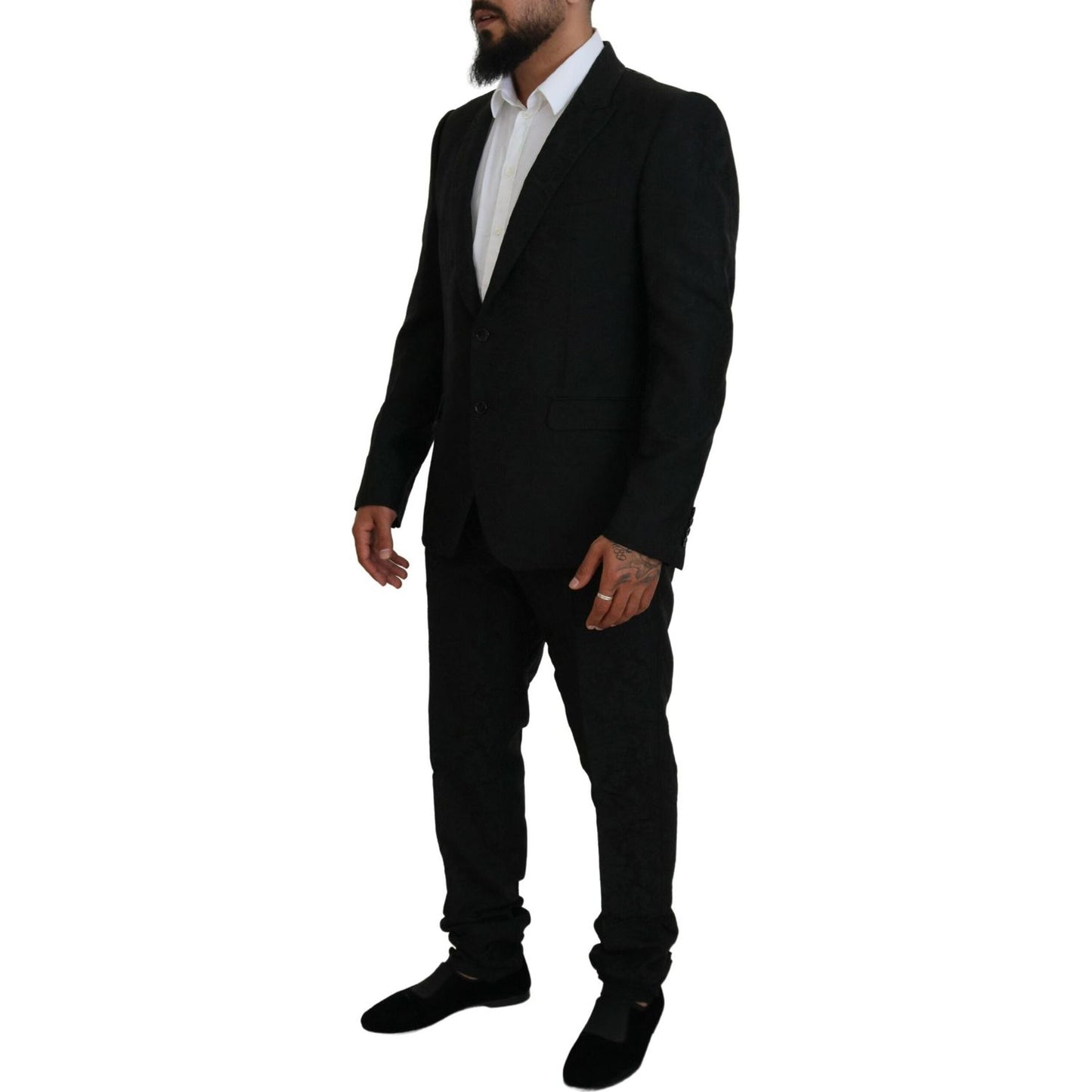 Dolce & Gabbana Black Single Breasted 2 Piece MARTINI Suit 1728,67345645728,Black,Clothing,Dolce & Gabbana,IT56 | XL,Material: 40% Polyester 38% Acetate 20% Nylon 2% Elastane,Men,Men - Clothing,New with tags,Suits & Blazers - Clothing,Suits - Men - Clothi