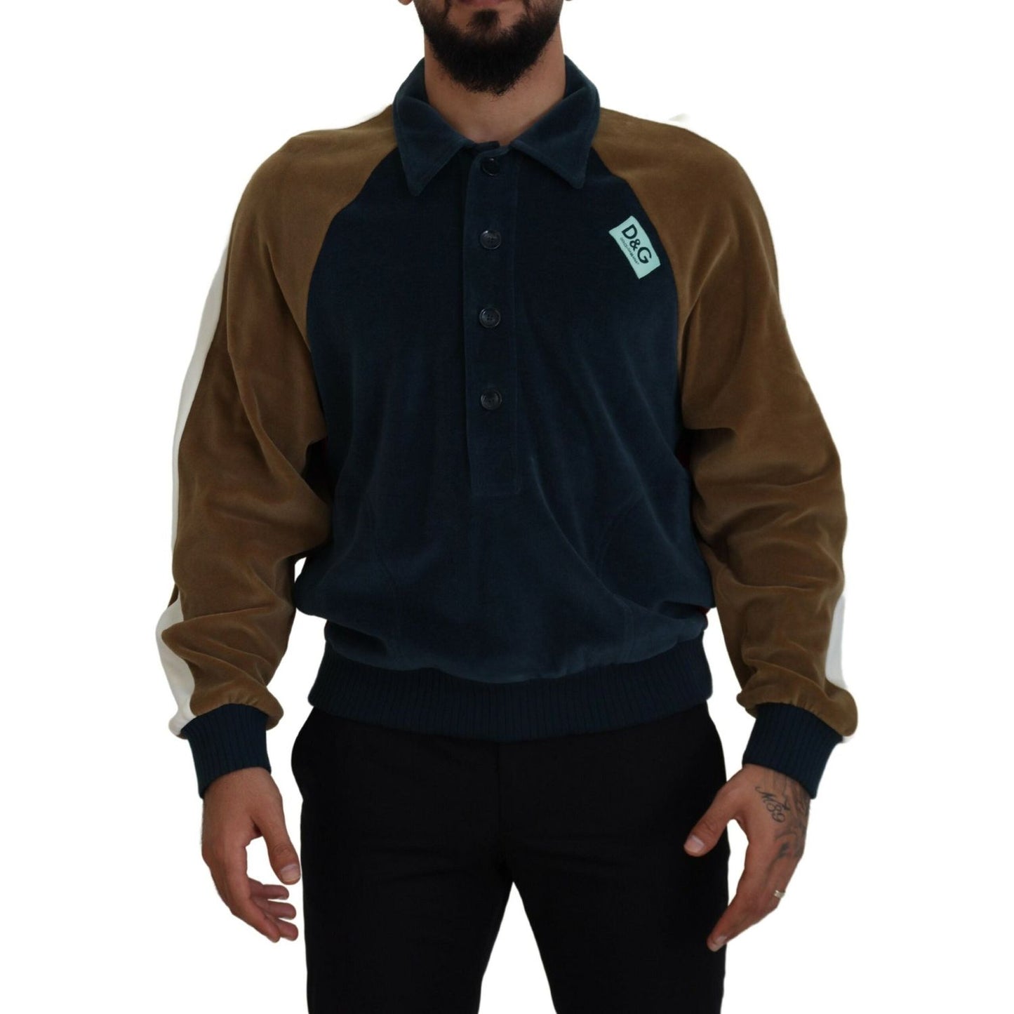 Dolce & Gabbana Multicolor Cotton Collared Pullover Sweater 1728,67345645728,Clothing,Dolce & Gabbana,IT48 | M,Material: 80% Cotton 20% Polyester,Men,Men - Clothing,Multicolor,New with tags,Sweaters - Clothing,Sweaters - Men - Clothing,Sweatshirts - Sweat