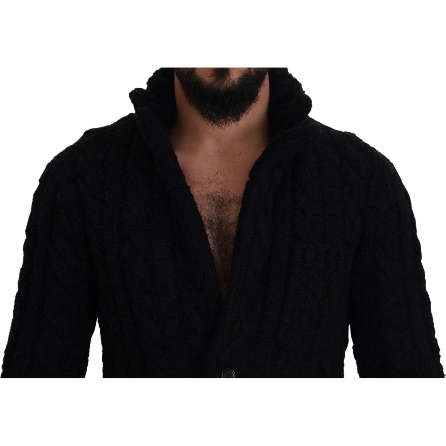 Dolce & Gabbana Elegant Black Wool-Cashmere Blend Cardigan Dolce & Gabbana