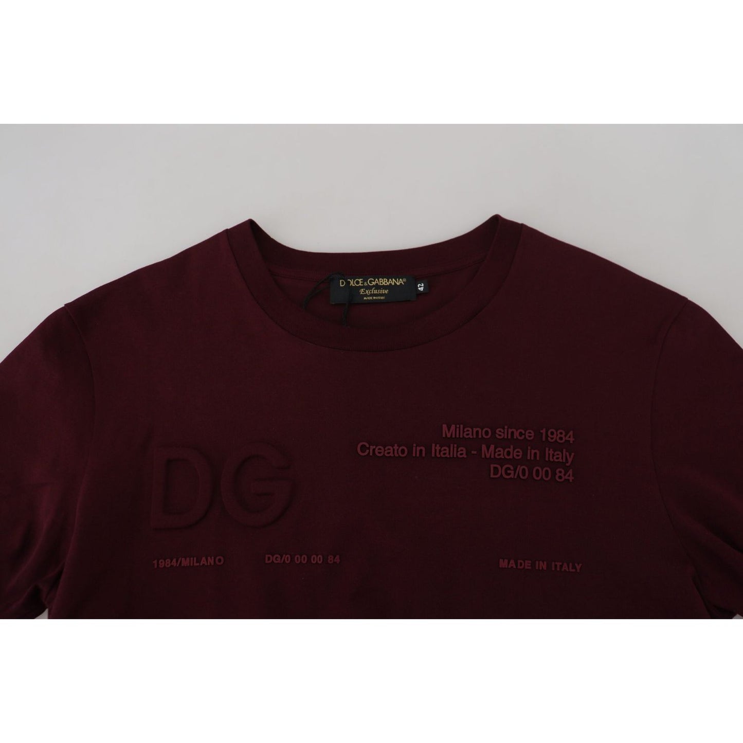 Dolce & Gabbana Elegant Maroon Crew Neck Casual Tee Dolce & Gabbana