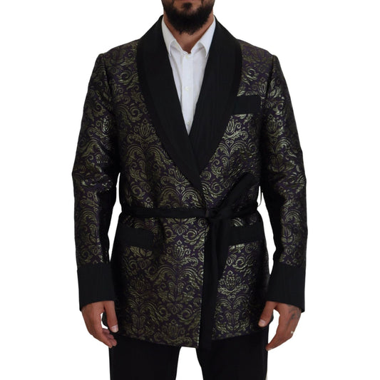 Dolce & Gabbana Gold Purple Baroque Jacket Blazer Robe 11% Metal fibers,14% Silk,1728,21% Viscose,3% Nylon,67345645728,Blazers - Suits & Blazers - Clothing,Clothing,Dolce & Gabbana,Gold,IT52 | L,Jackets - Men - Clothing,Material: 51% PL,Men,Men - Clothing