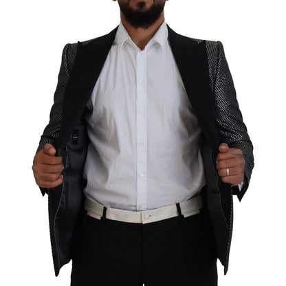 Dolce & Gabbana Black Silver Jacquard Slim Fit Jacket Blazer 15% Silk,1728,67345645728,Black,Blazers - Suits & Blazers - Clothing,Clothing,Dolce & Gabbana,IT46 | S,IT48 | M,Jackets - Men - Clothing,Material: 85% Polyester,Men,Men - Clothing,New with tags,