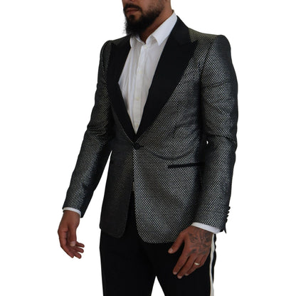 Dolce & Gabbana Black Silver Jacquard Slim Fit Jacket Blazer 15% Silk,1728,67345645728,Black,Blazers - Suits & Blazers - Clothing,Clothing,Dolce & Gabbana,IT46 | S,IT48 | M,Jackets - Men - Clothing,Material: 85% Polyester,Men,Men - Clothing,New with tags,