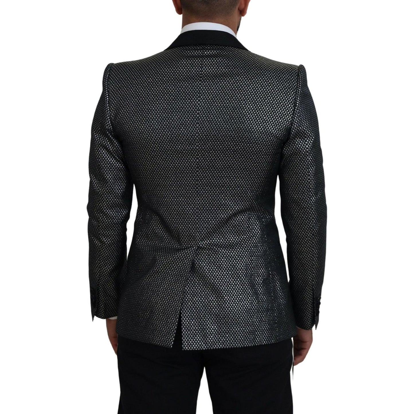 Dolce & Gabbana Black Silver Jacquard Slim Fit Jacket Blazer 15% Silk,1728,67345645728,Black,Blazers - Suits & Blazers - Clothing,Clothing,Dolce & Gabbana,IT46 | S,IT48 | M,Jackets - Men - Clothing,Material: 85% Polyester,Men,Men - Clothing,New with tags,