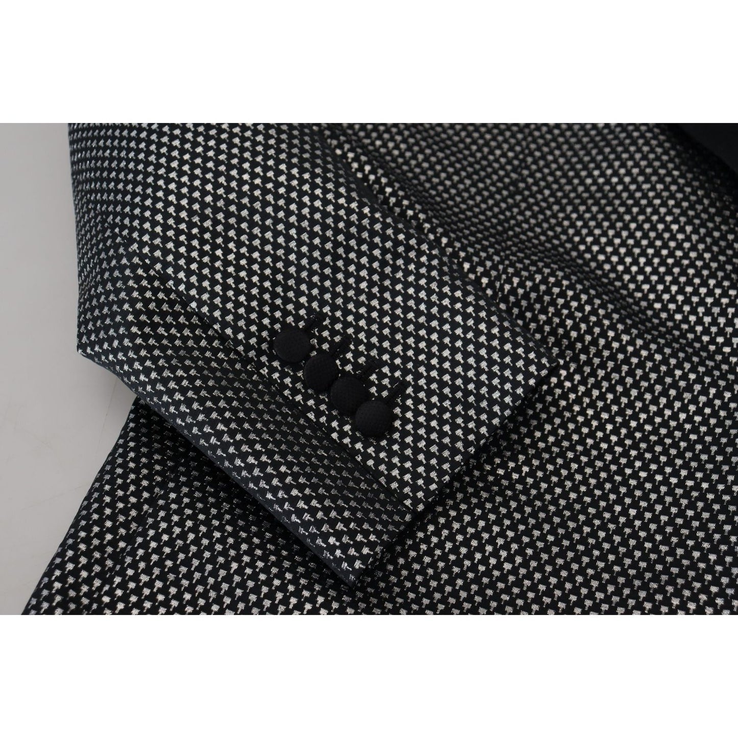 Dolce & Gabbana Black Silver Jacquard Slim Fit Jacket Blazer 15% Silk,1728,67345645728,Black,Blazers - Suits & Blazers - Clothing,Clothing,Dolce & Gabbana,IT46 | S,IT48 | M,Jackets - Men - Clothing,Material: 85% Polyester,Men,Men - Clothing,New with tags,