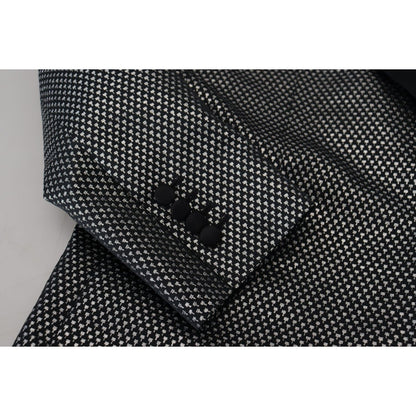 Dolce & Gabbana Black Silver Jacquard Slim Fit Jacket Blazer 15% Silk,1728,67345645728,Black,Blazers - Suits & Blazers - Clothing,Clothing,Dolce & Gabbana,IT46 | S,IT48 | M,Jackets - Men - Clothing,Material: 85% Polyester,Men,Men - Clothing,New with tags,