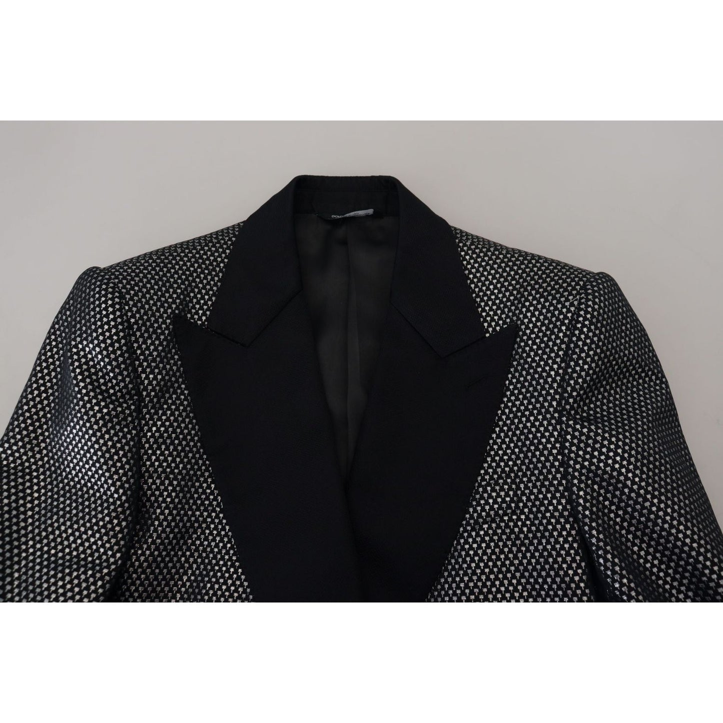 Dolce & Gabbana Black Silver Jacquard Slim Fit Jacket Blazer 15% Silk,1728,67345645728,Black,Blazers - Suits & Blazers - Clothing,Clothing,Dolce & Gabbana,IT46 | S,IT48 | M,Jackets - Men - Clothing,Material: 85% Polyester,Men,Men - Clothing,New with tags,