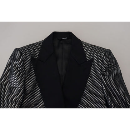 Dolce & Gabbana Black Silver Jacquard Slim Fit Jacket Blazer 15% Silk,1728,67345645728,Black,Blazers - Suits & Blazers - Clothing,Clothing,Dolce & Gabbana,IT46 | S,IT48 | M,Jackets - Men - Clothing,Material: 85% Polyester,Men,Men - Clothing,New with tags,