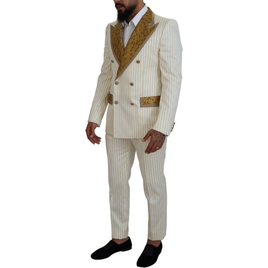 Dolce & Gabbana Elegant Off White Double Breasted Suit Dolce & Gabbana