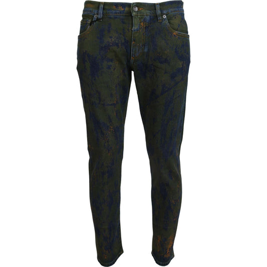Dolce & Gabbana Blue Green Skinny Cotton Denim Jeans 1728,2% Elastane,67345645728,Clothing,Dolce & Gabbana,Green,IT44 | XS,IT46 | S,IT52 | L,IT54 | XL,Jeans & Pants - Men - Clothing,Jeans Denim - Clothing,Material: 98% Cotton,Men,Men - Clothing,New with t