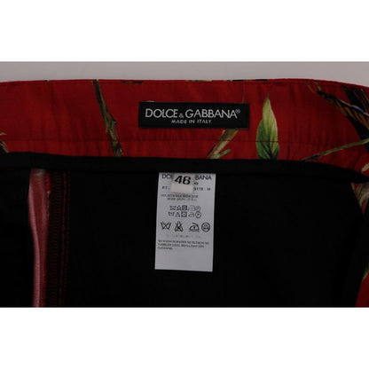 Dolce & Gabbana Red Silk Bird Print Dress Pants 1728,67345645728,Casual Pants - Pants - Clothing,Clothing,Dolce & Gabbana,IT44 | XS,Jeans & Pants - Men - Clothing,Material: 100% Silk,Men,Men - Clothing,New with tags,Pants - Clothing,Red