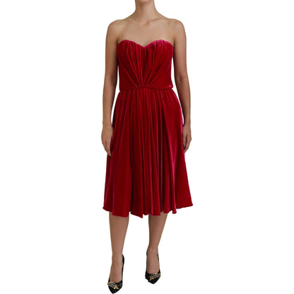 Dolce & Gabbana Pink Viscose Stretch Strapless A-line Dress
