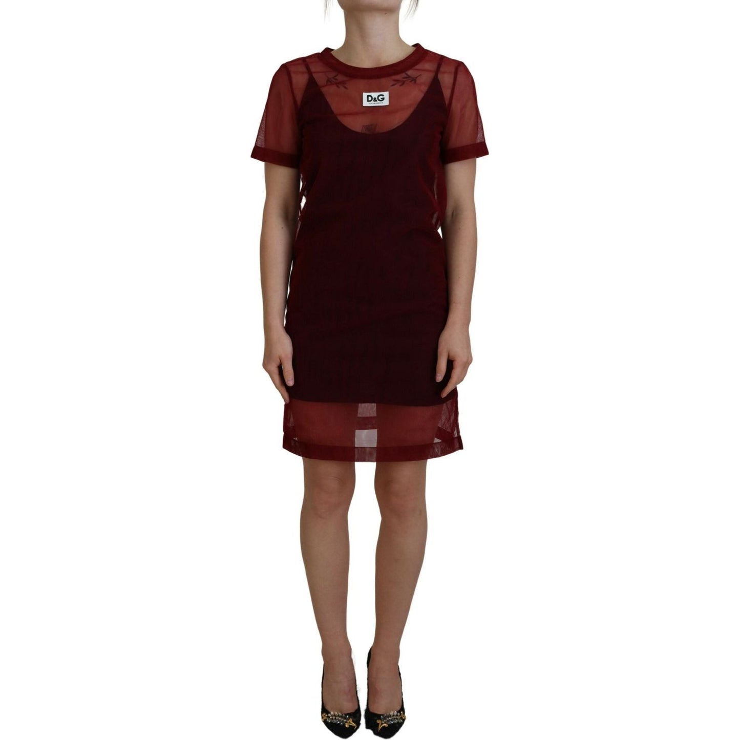 Dolce & Gabbana Maroon Mini Shift Dress - Italian Elegance Dolce & Gabbana