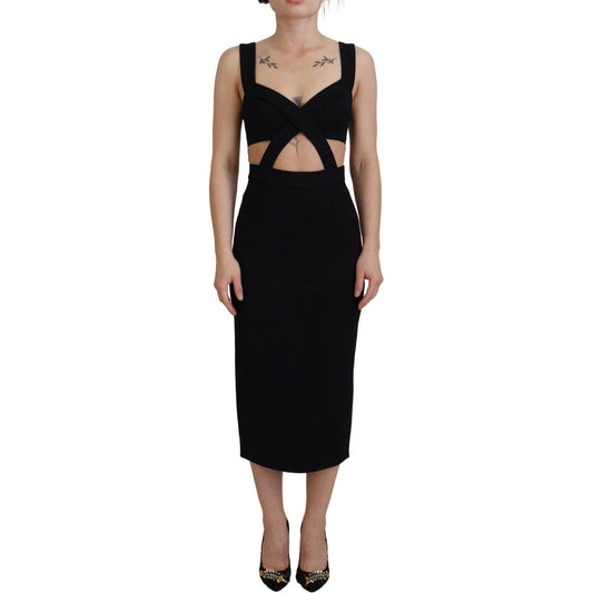 Dolce & Gabbana Elegant Black Midi Sheath Dress Dolce & Gabbana