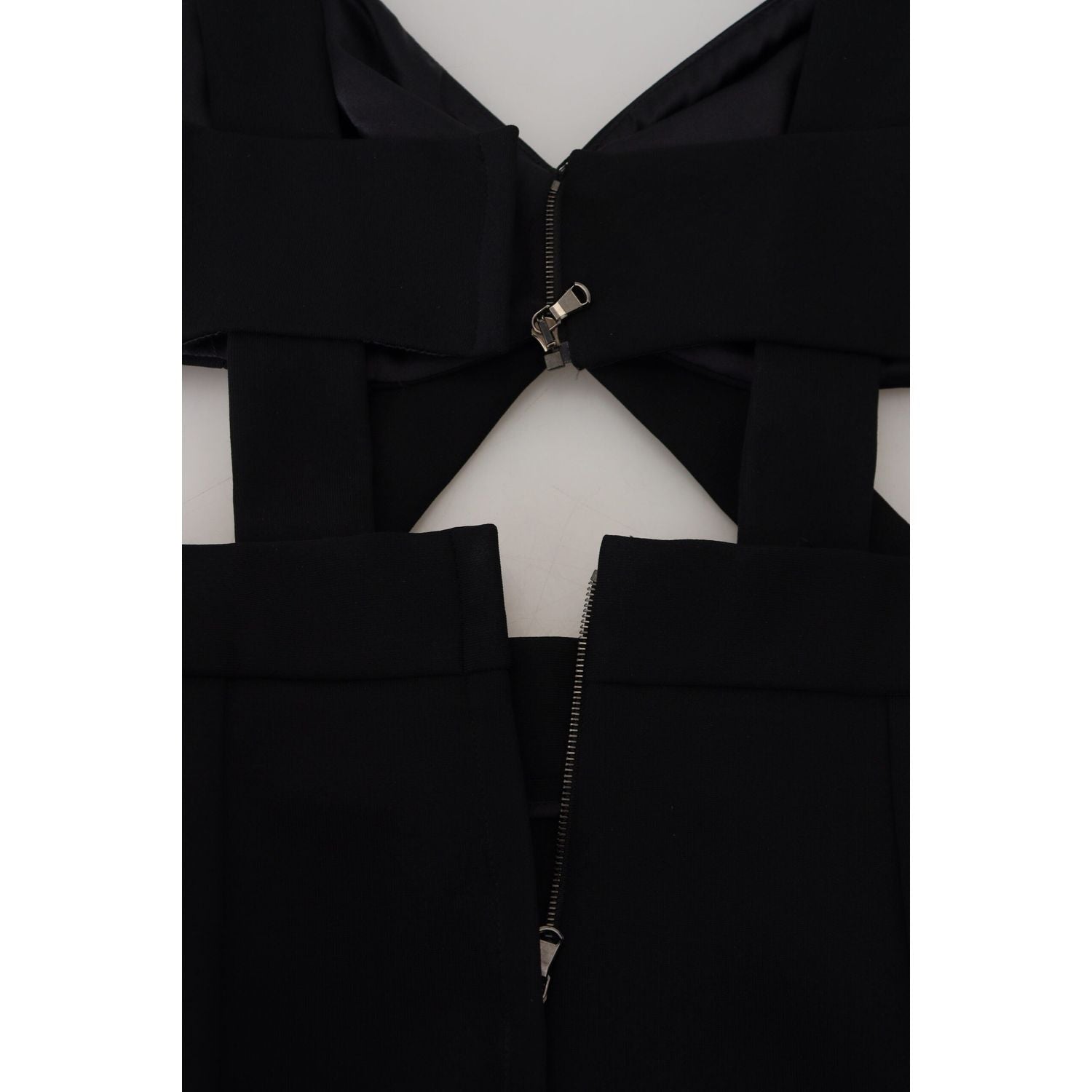 Dolce & Gabbana Black Viscose Bodycon Sheath Midi Dress