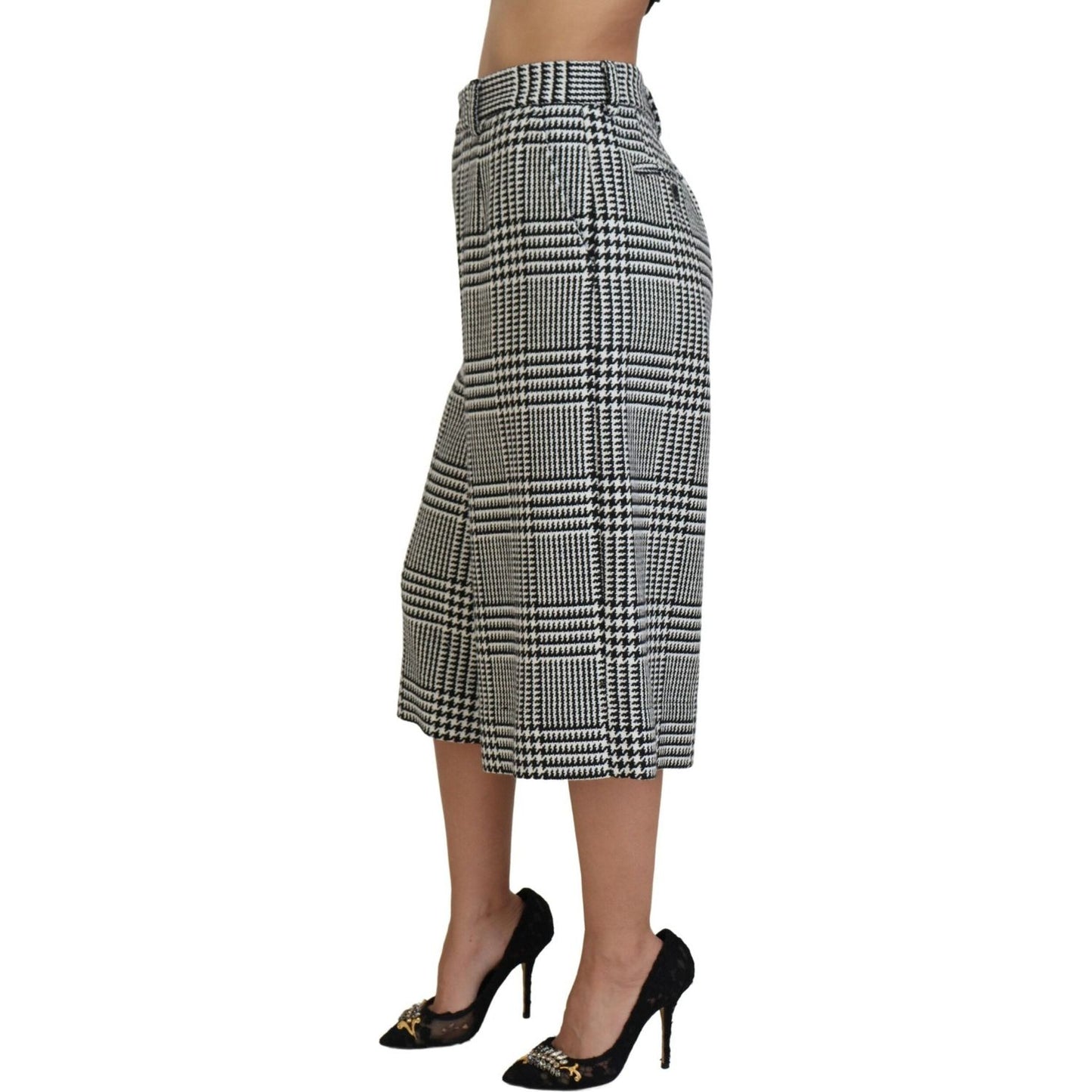 Dolce & Gabbana Elegant High Waist Plaid Midi Pants Dolce & Gabbana