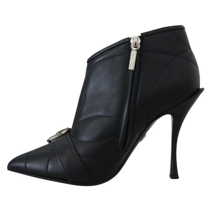 Dolce & Gabbana Black Devotion Quilted Buckled Ankle Boots Shoes