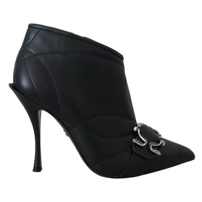 Dolce & Gabbana Black Devotion Quilted Buckled Ankle Boots Shoes