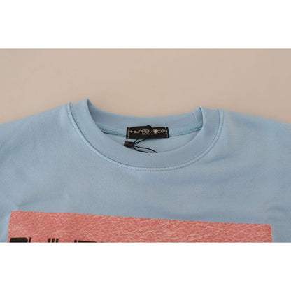 Philippe Model Light Blue Logo Printed Long Sleeves Sweater