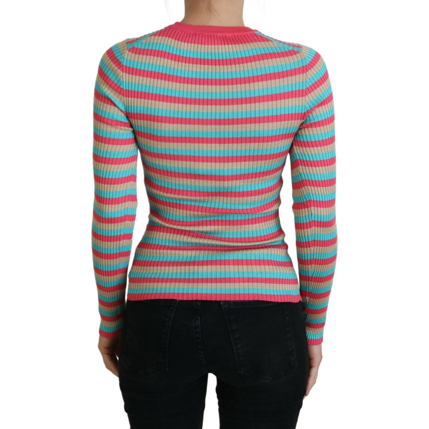 Dolce & Gabbana Elegant Striped Silk Crewneck Pullover Dolce & Gabbana