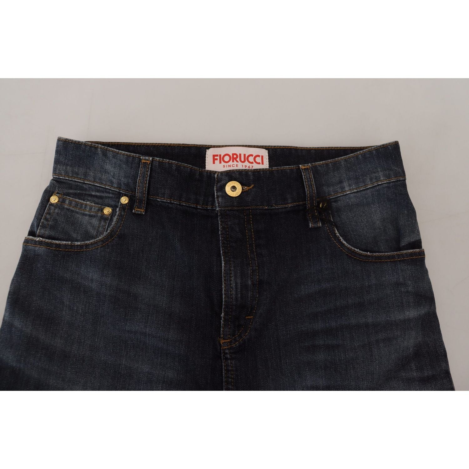 Fiorucci Dark Blue Washed Mid Waist Pencil Cut Denim Skirt