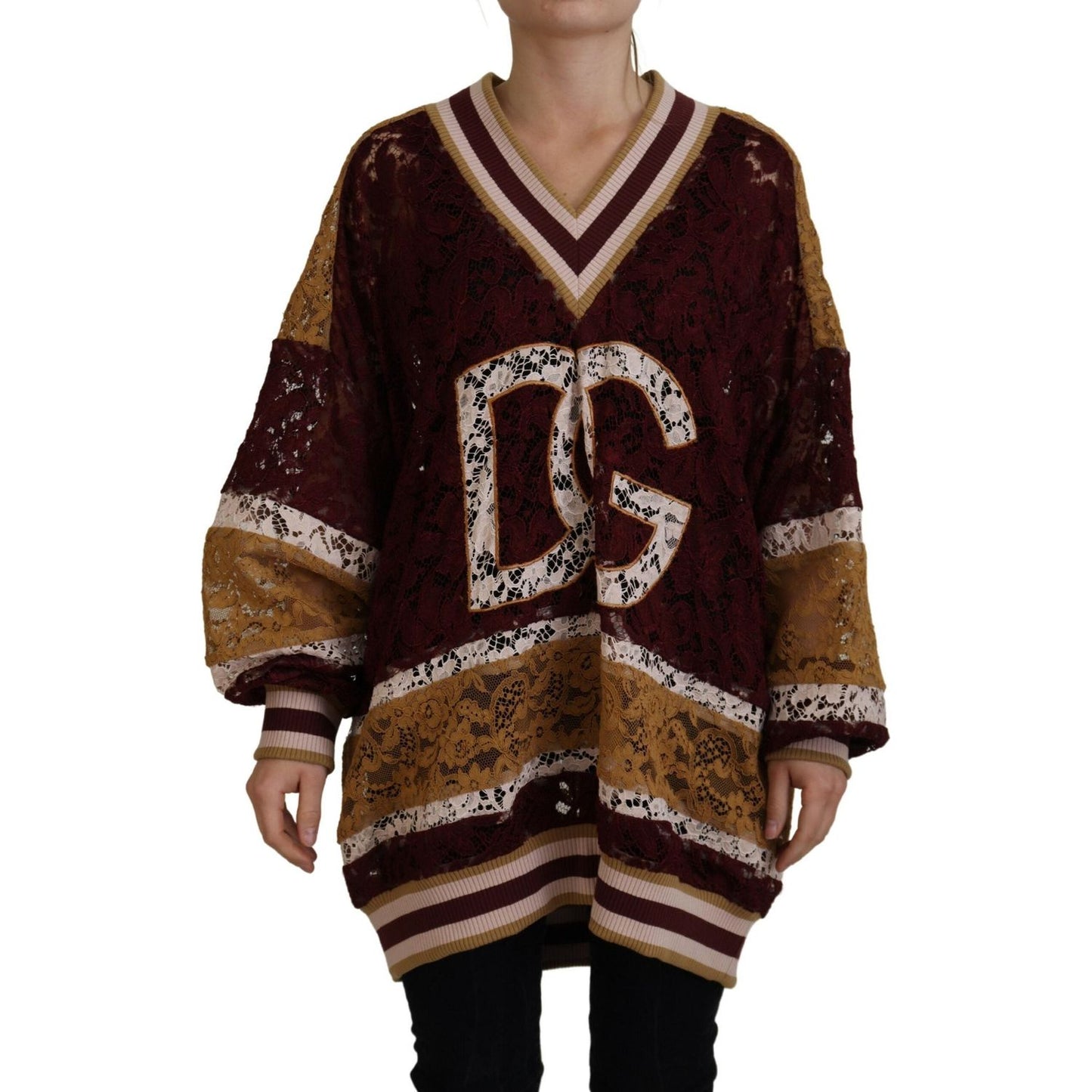 Dolce & Gabbana Multicolor V-Neck Pullover Sweater Dolce & Gabbana