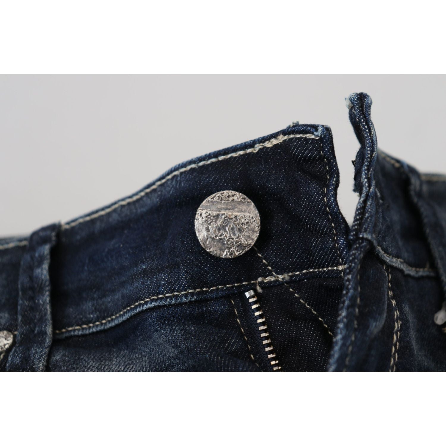 Acht Blue Washed Cotton Slim Fit Women Denim Jeans