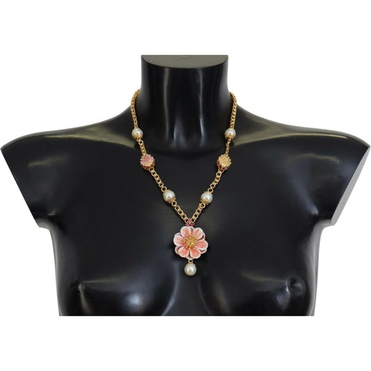 Dolce & Gabbana Elegant Floral Statement Charm Necklace Dolce & Gabbana