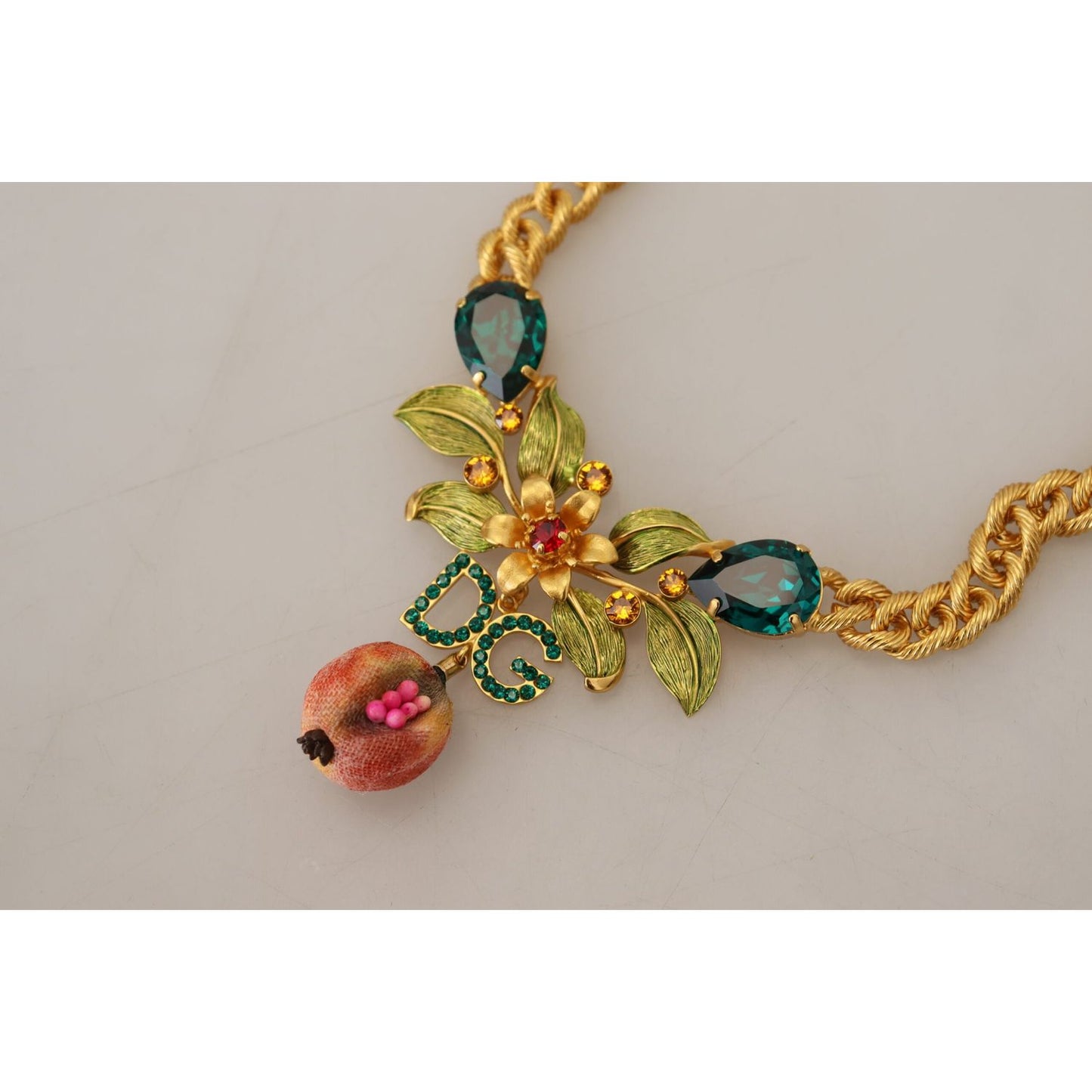 Dolce & Gabbana Elegant Gold-Tone Floral Fruit Necklace Dolce & Gabbana