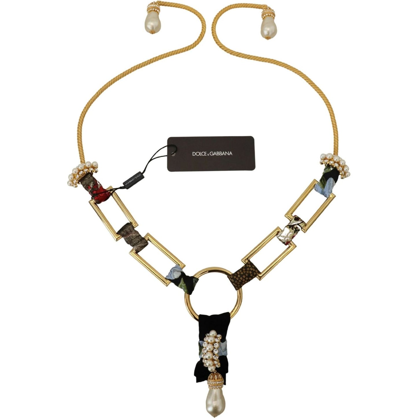 Dolce & Gabbana Elegant Gold Brass Pearl Statement Necklace Dolce & Gabbana