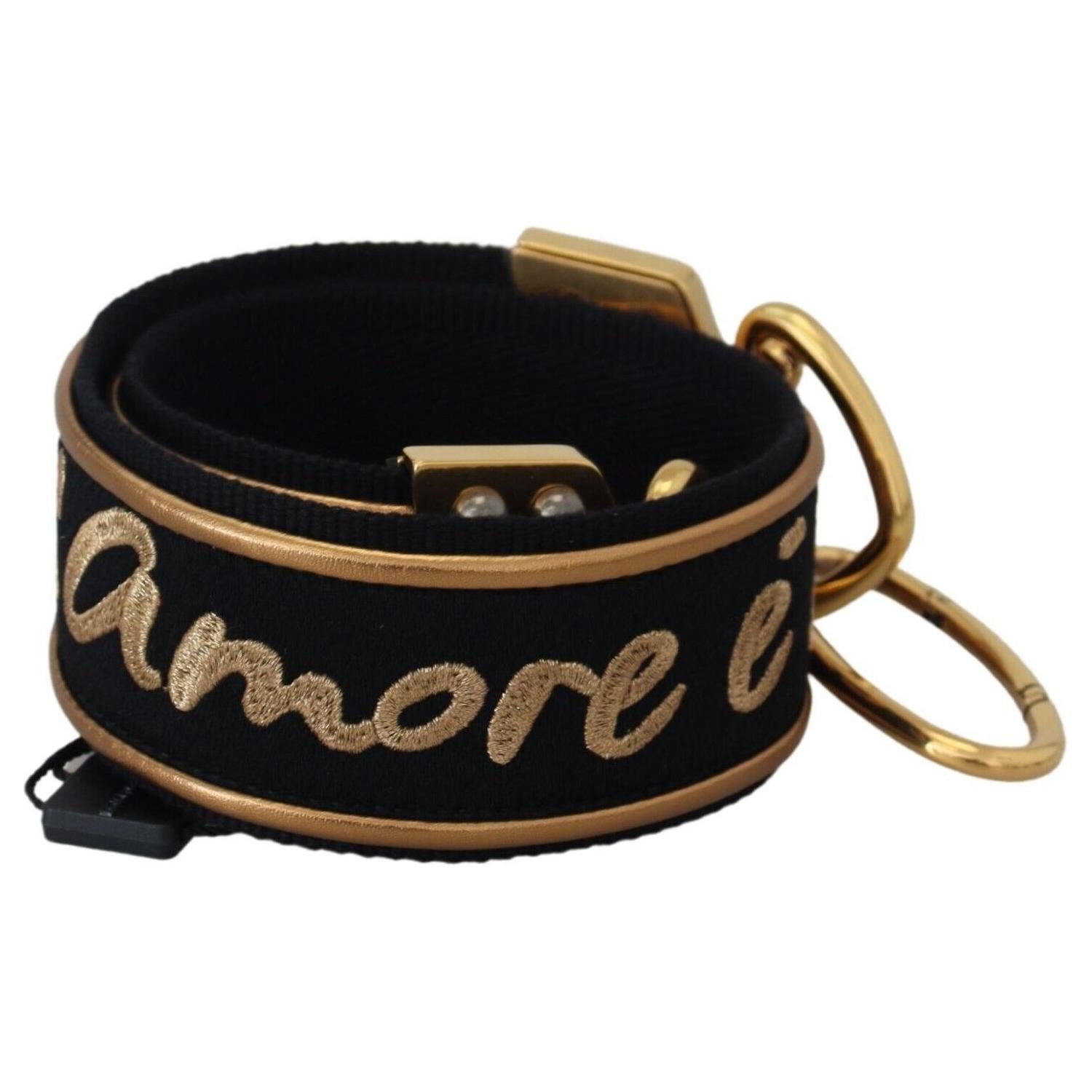 حقيبة كتف أنيقة باللونين الذهبي والأسود من دولتشي آند غابانا