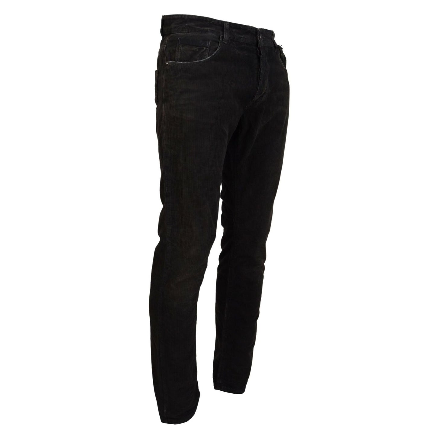 Costume National Gray Cotton Corduroy Men Casual Jeans