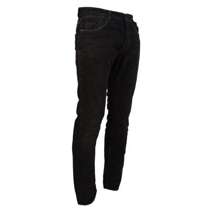 Costume National Gray Cotton Corduroy Men Casual Jeans