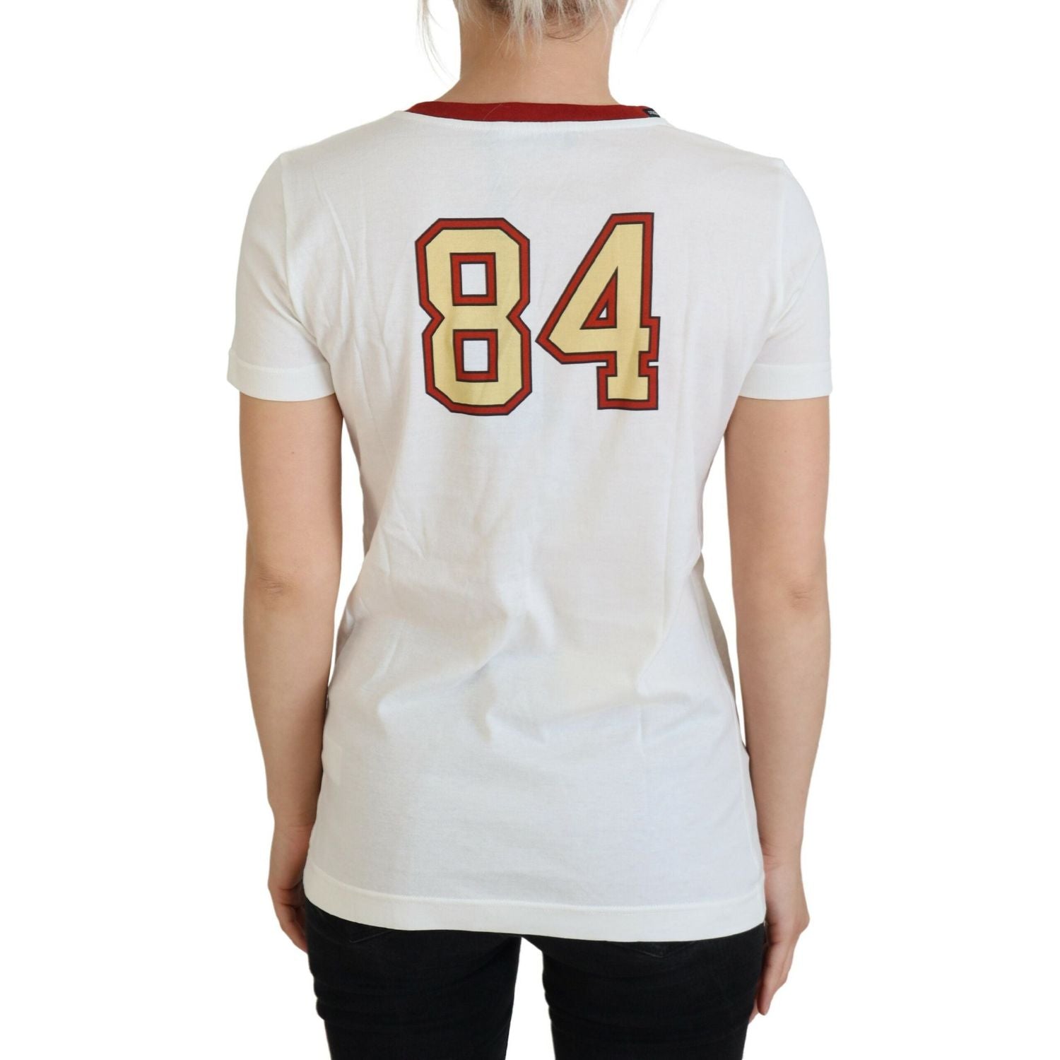 بلوزة كاجوال أنيقة من القطن باللون الأبيض من دولتشي آند غابانا