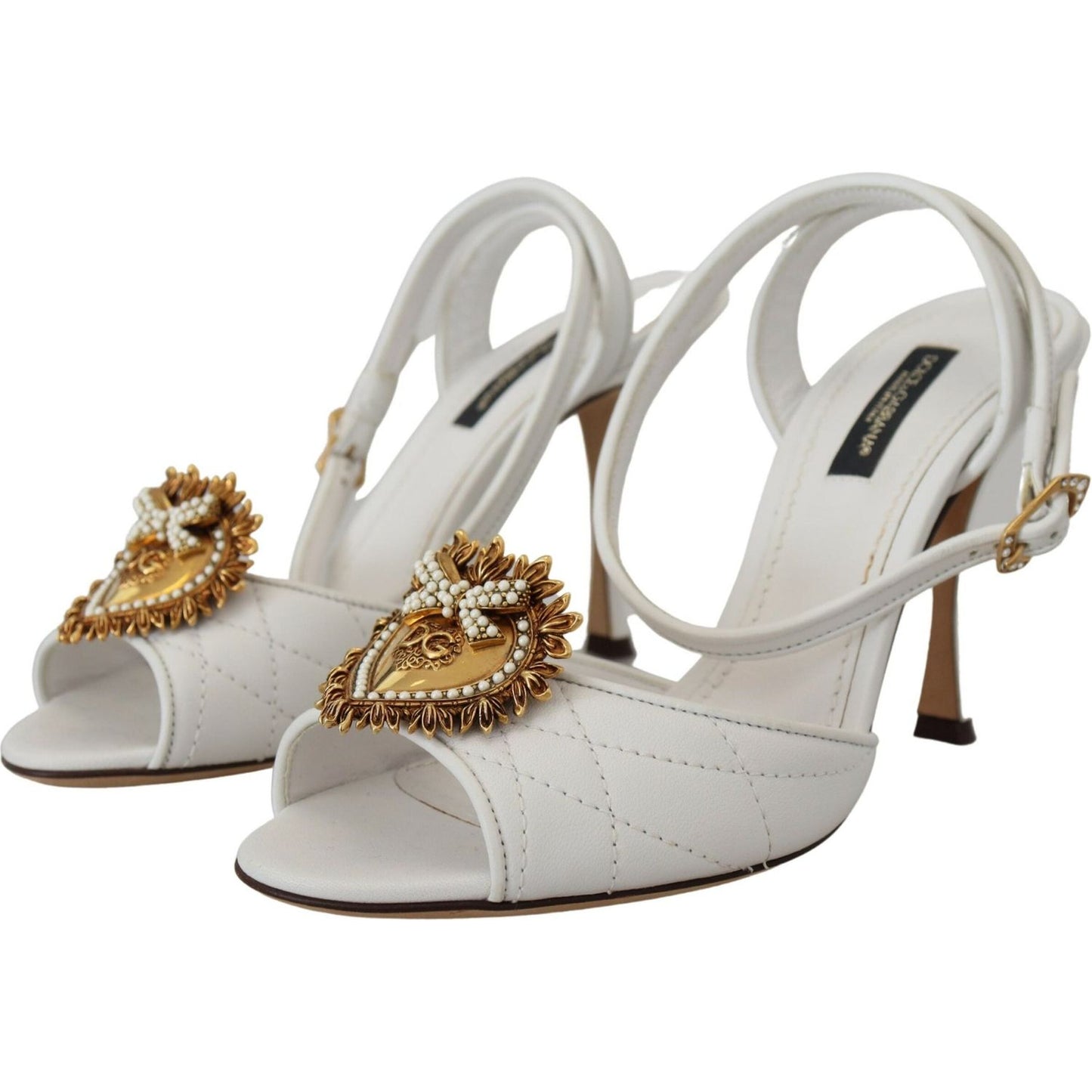 Dolce & Gabbana Devotion Embellished White Leather Stilettos Dolce & Gabbana