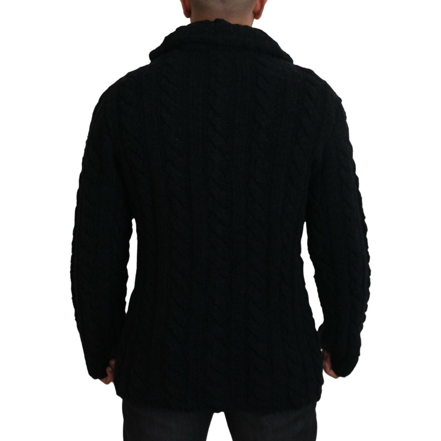 Dolce & Gabbana Elegant Black Wool-Cashmere Cardigan Sweater Dolce & Gabbana