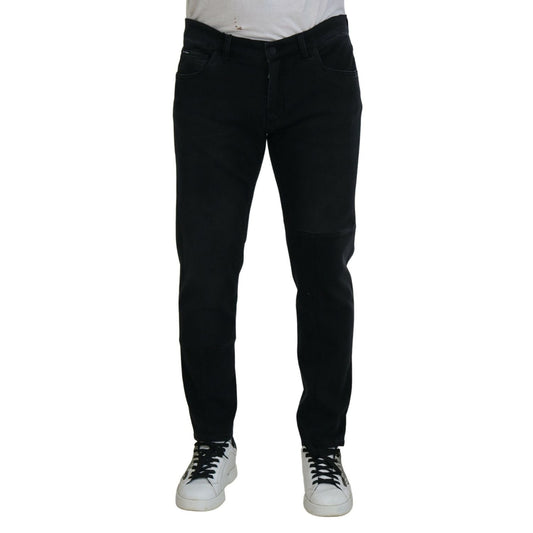 Dolce & Gabbana Black Angel Embroidery Skinny Denim Jeans