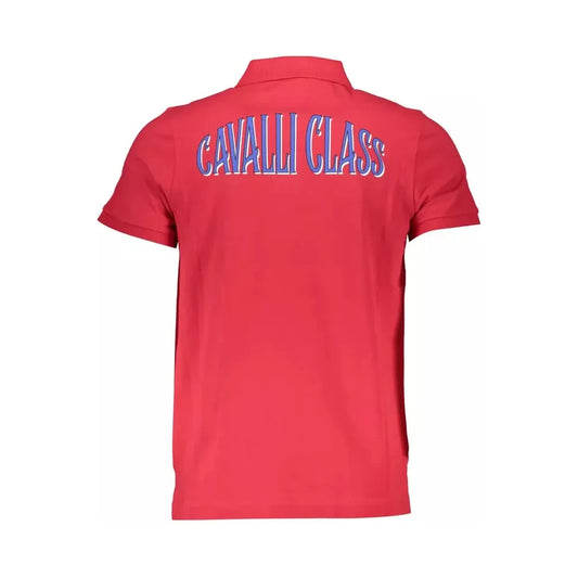 Cavalli Class Red Cotton Men Polo Shirt Cavalli Class