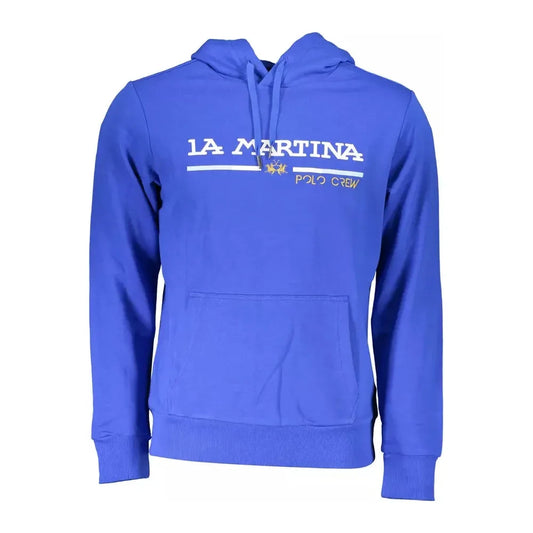 La Martina Chic Blue Embroidered Hooded Sweatshirt La Martina