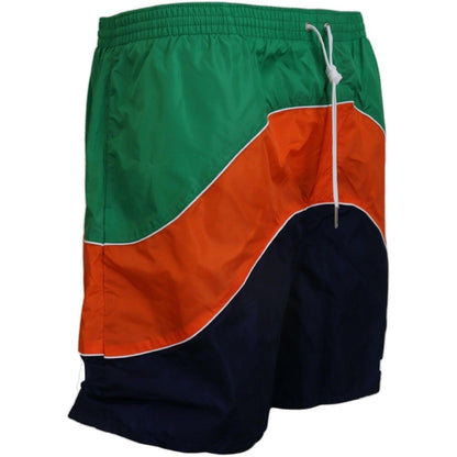 Dsquared² Multicolor Logo Print Men Beachwear Swimwear Short