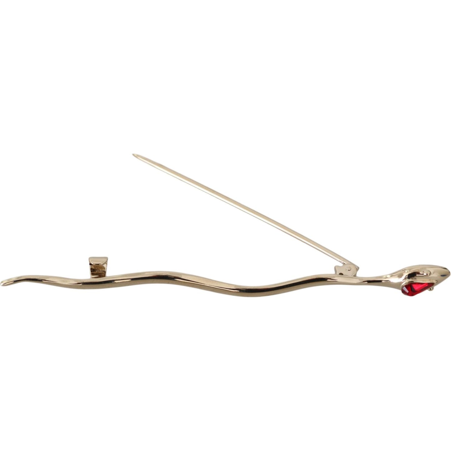 Dolce & Gabbana Silver Brass Crystal Spilla Serpente Brooch Pin