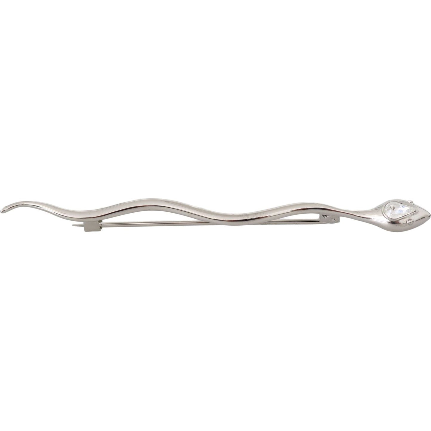 Dolce & Gabbana Silver Brass Crystal Spilla Serpente Mens Brooch Pin