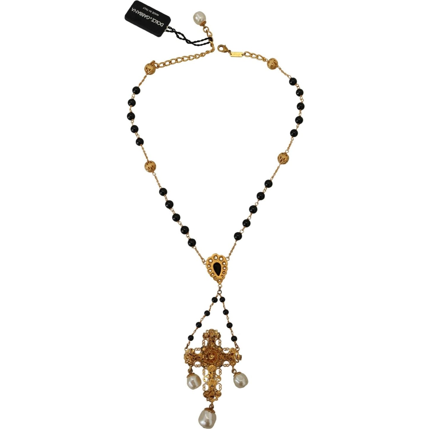 Dolce & Gabbana Elegant Crystal Cross Charm Necklace Dolce & Gabbana