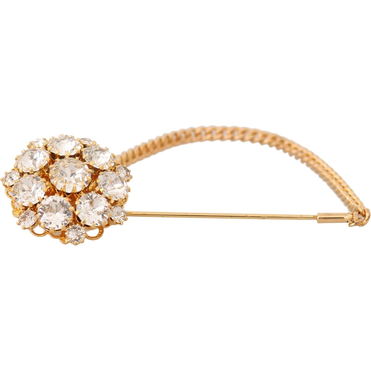 Dolce & Gabbana Exquisite Crystal-Embellished Gold Brooch Dolce & Gabbana