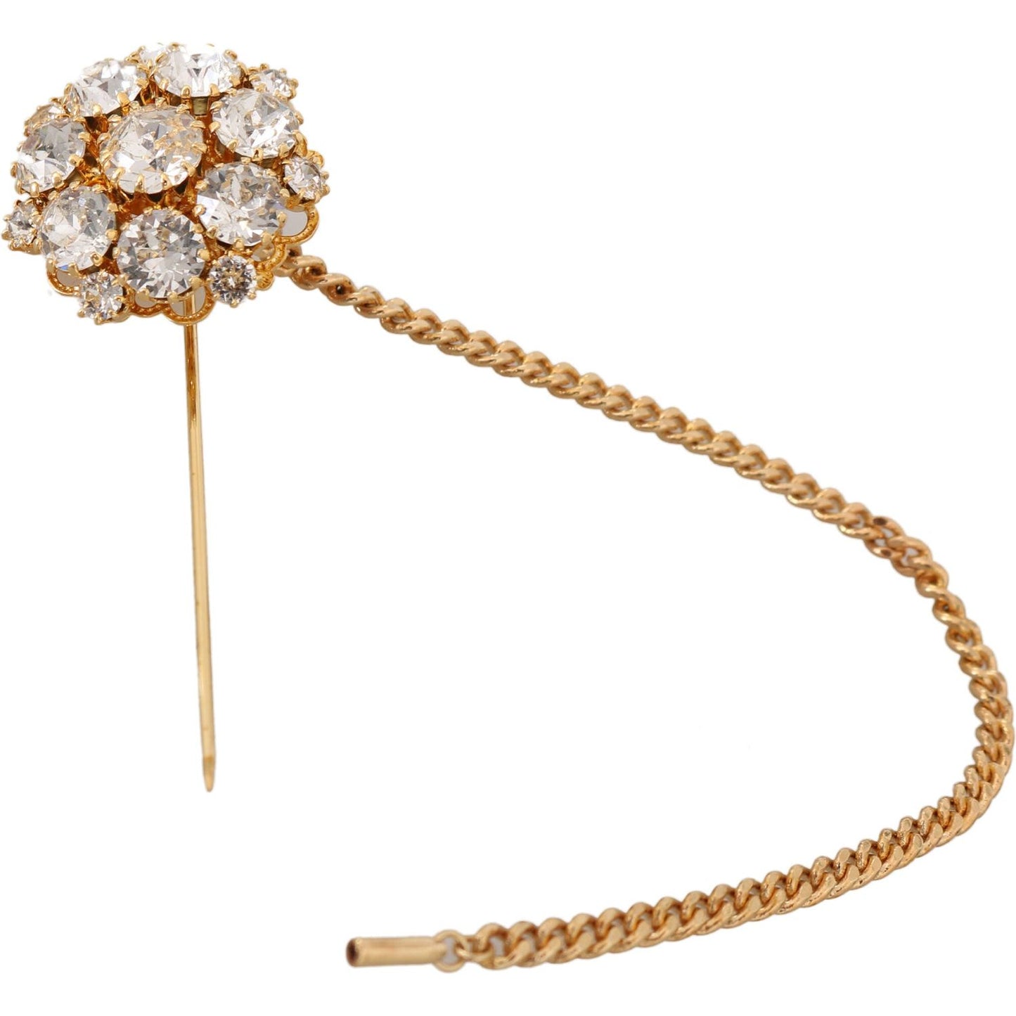 Dolce & Gabbana Exquisite Crystal-Embellished Gold Brooch Dolce & Gabbana